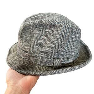 Vintage Pendleton Wool Tweed Hat Fedora Gray USA Sz 7 3/8 A211-535 READ